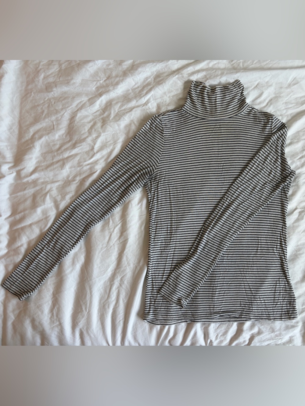 American Eagle Outfitters Black & White Striped Turtleneck Top